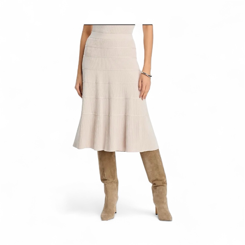 T Tahari Ribbed Knot Midi skirt